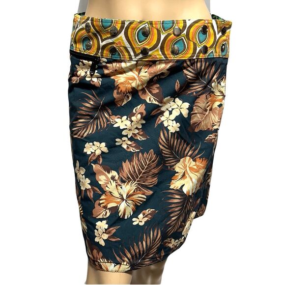 ZAND AMSTERDAM Reversible Wrap Skirt One Size OS S M L Knee Length Zip Pocket - Picture 3 of 10